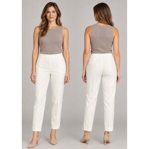 Lafayette 148 Bleecker Cloud White Tapered Ankle Vent Pants NWT Size 8